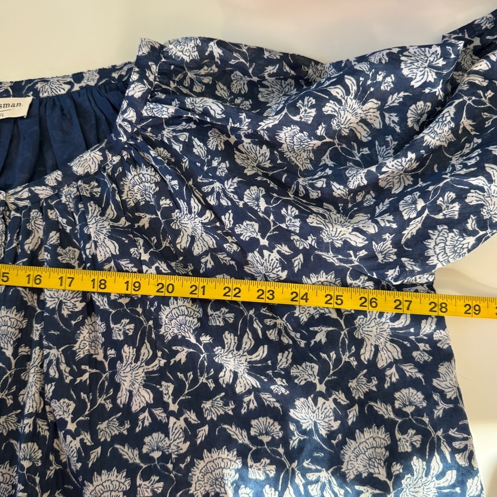 Talisman Boho Floral Navy Peasant Oversized Top M/L 100% Cotton - Picture 7 of 8